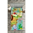 thumbnail image 3 of Ambesonne Cartoon Quilted Bedspread Set 2 Pcs, Savannah Animals Colorful, Twin Size, Multicolor, 3 of 3