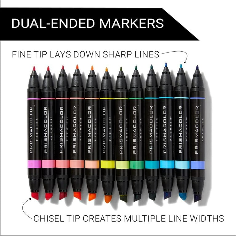 Prismacolor Premier Chisel/Fine Double Tip Art Markers w/ Travel Case - 24  Count