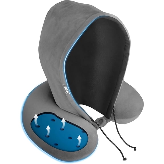 Sealy Infused-Gel Hooded Memory Foam Wrap Pillow, Gray