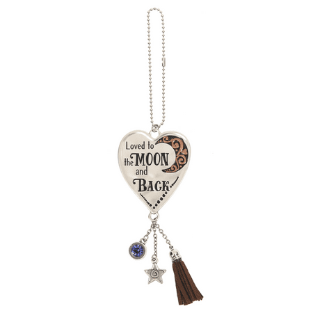 - Loved to the Moon and Back Heart Shaped Car Charm - By Ganz