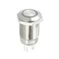 thumbnail image 4 of Uxcell Latching Metal Push Button Switch 12mm Mounting Dia 1NO 3-6V White LED Light, 4 of 5