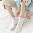thumbnail image 4 of Polka Dot Ruffle Low Ankle Socks for Women Cute Thin No Show Socks Lightweight Pastal Color Soft Sock 5/6 Pairs, 4 of 7
