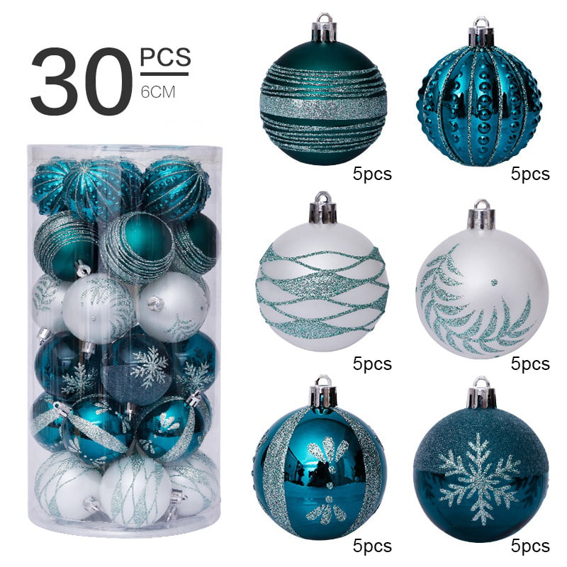 24Pcs Christmas Baubles 1.18 Plastic Xmas Tree Pendant Balls Home Party Decor Ornaments Silver 