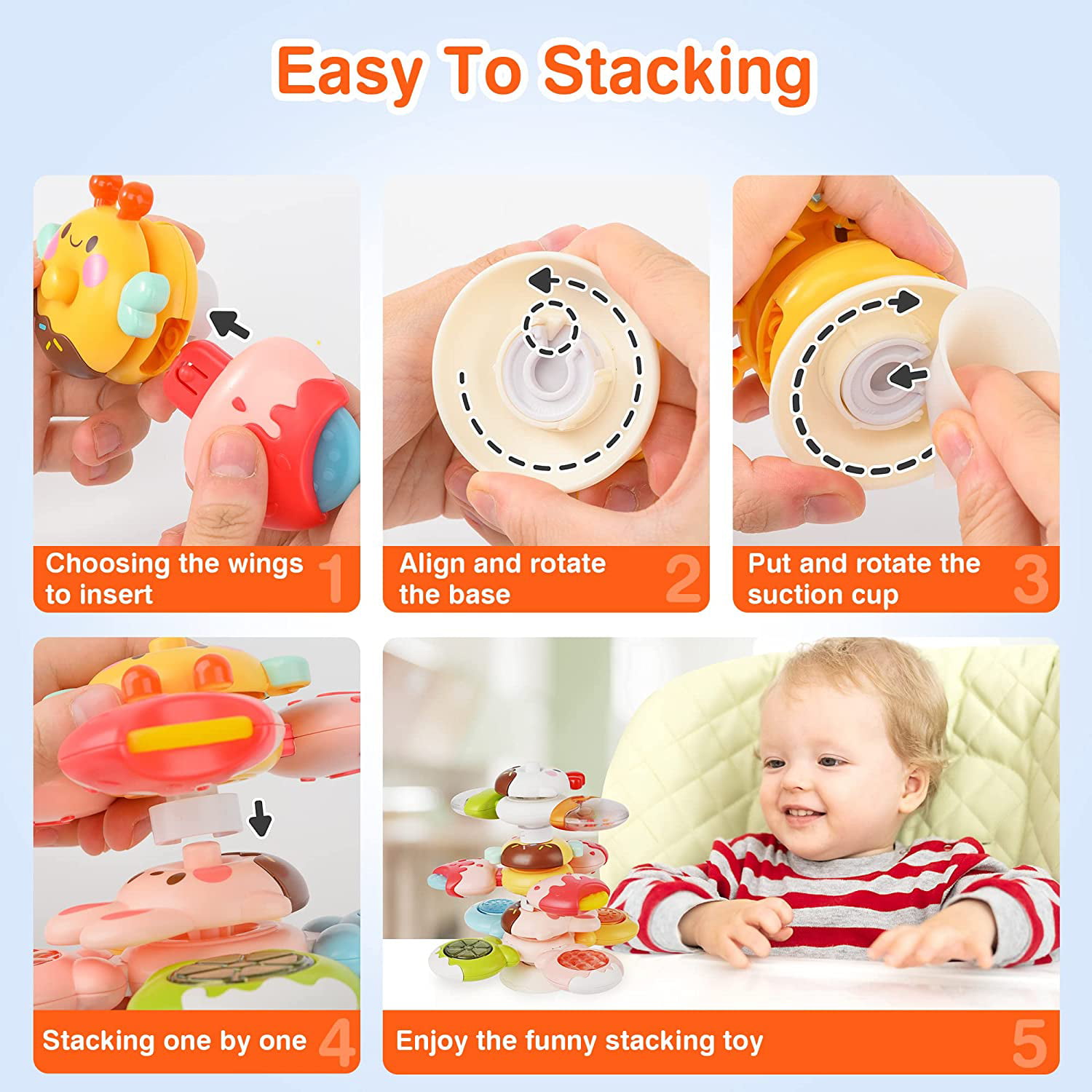 Suction Cup Spinner Toy for Baby – 3 Pcs Spinning Top Learning Suction –  Aprilwolf