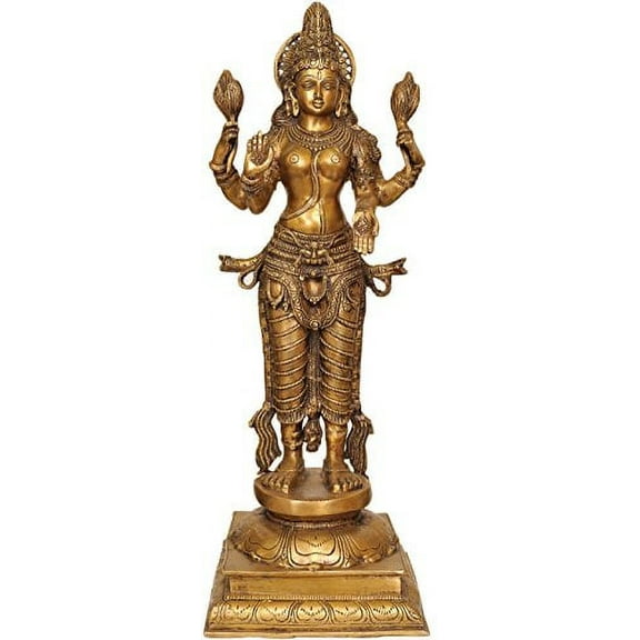 Standing Goddess Lakshmi - Brass Statue