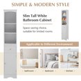thumbnail image 6 of Slim Tall Bathroom Storage Cabinet with Adjustable Shelf, Drawer and Door, Modern Design Bathroom Cabinet Freestanding Linen Tower, 13.4"L x 9.1''W x 66.9''H, White, 6 of 7