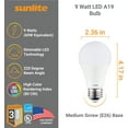 thumbnail image 2 of Sunlite LED A19 Light Bulb 9w E26 Medium Base Dimmable 5000K - Super White, 2 of 7