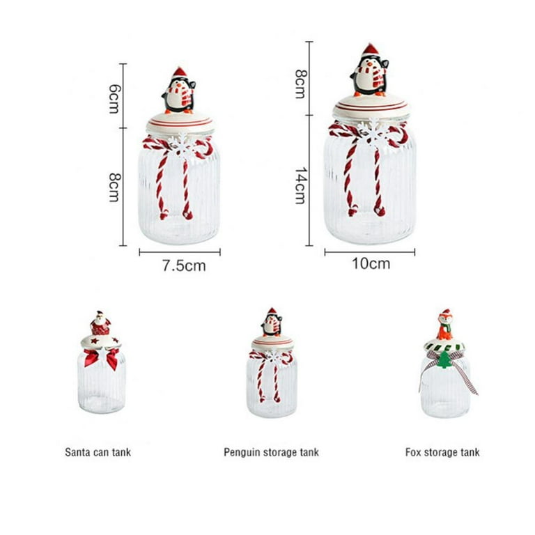 Christmas Candy Jar Christmas Themed Cookie Jar Practical Glass Durable  Gift for Friends Teachers Home Decoration 