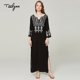 thumbnail image 2 of TEELYNN 2018, vestidos largos bohemios, vestidos étnicos con bordados florales de rayón, elegantes vestidos casuales hippies con escote en V y abertura lateral para mujeres, 2 of 5