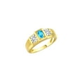 thumbnail image 3 of RYLOS Men's Rings Yellow Gold Plated Silver Classic 6X4MM Oval Gemstone & Diamond Ring Blue Topaz December Birthstone Rings For Men, Silver Rings, Size 8, 3 of 7