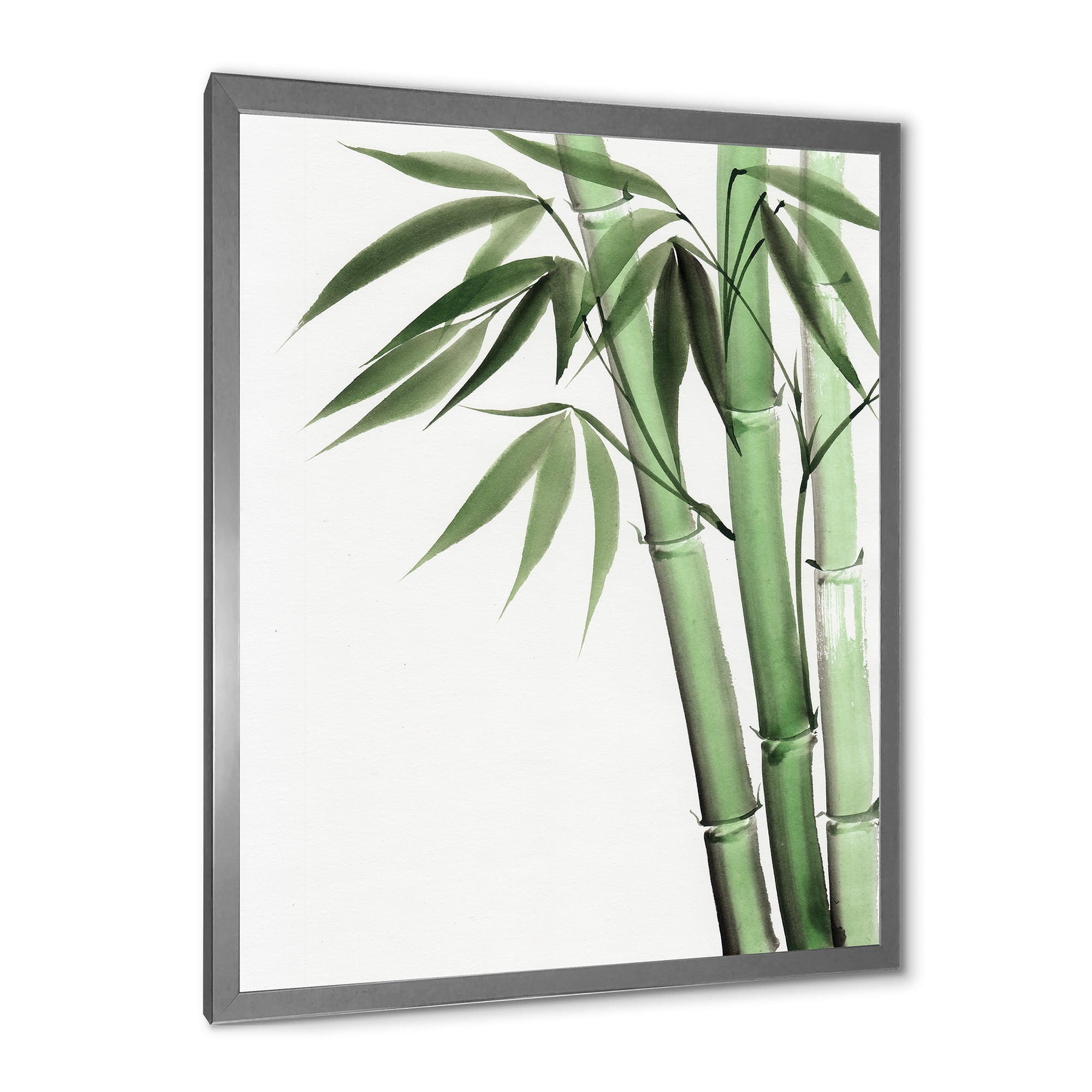 Designart 'Palm Bamboo Detail On White II' Traditional Framed Art Print