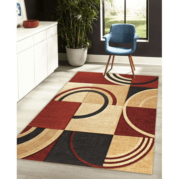 Chester Abstract Red/Brown Area Rug