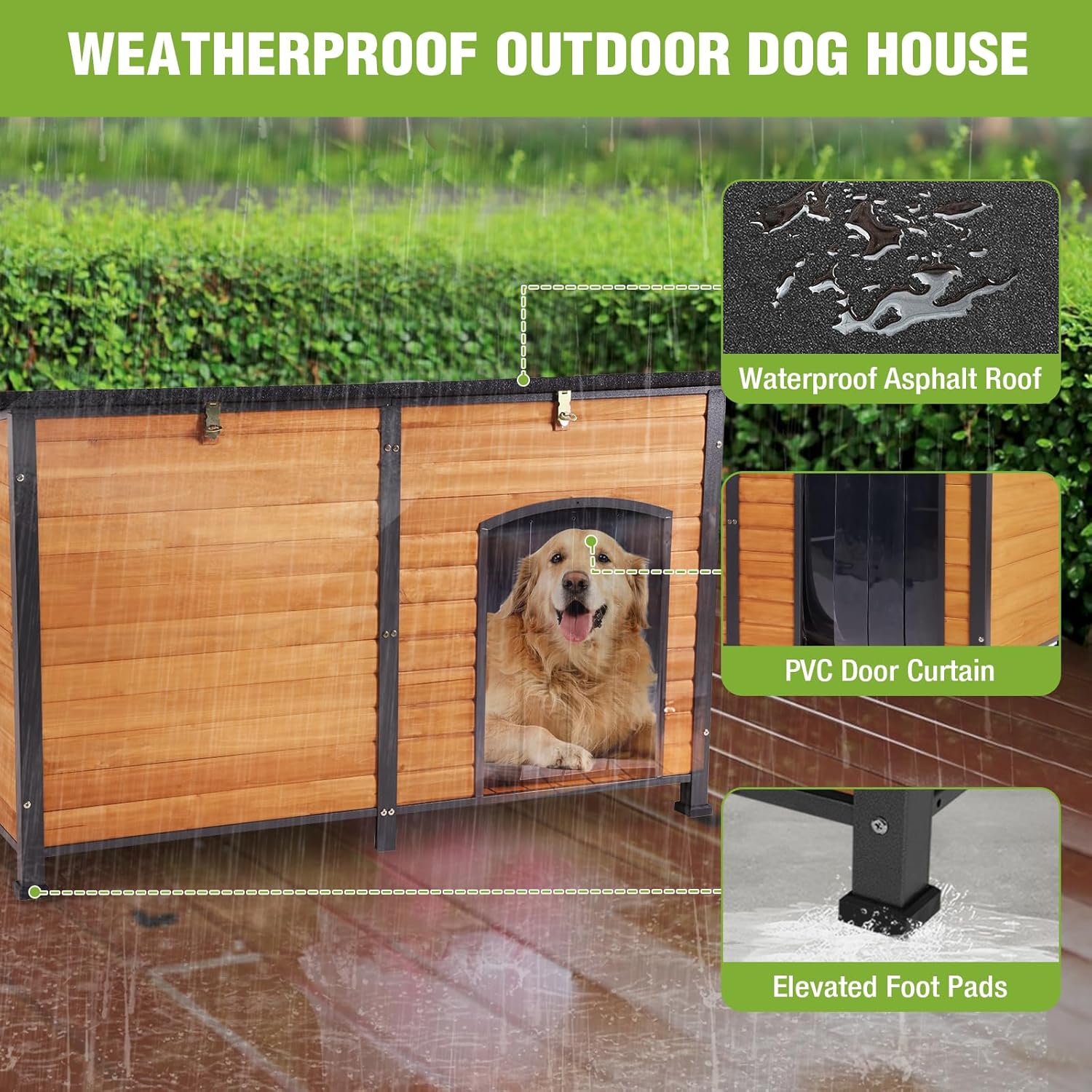 Aivituvin Large Outdoor Dog House Insulated Dog House for Outside Weatherproof Dog Shelter with Chew-Proof Full Metal Frame, Insulated All-Round Thermal Liner, Openable Roof (Winter-Ready)