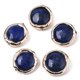 thumbnail image 1 of Natural Lapis Lazuli Beads with Light Gold Plated Polymer Clay Edge Flat Round 17~19x17~18x5~7mm Hole: 1.2mm, 1 of 2