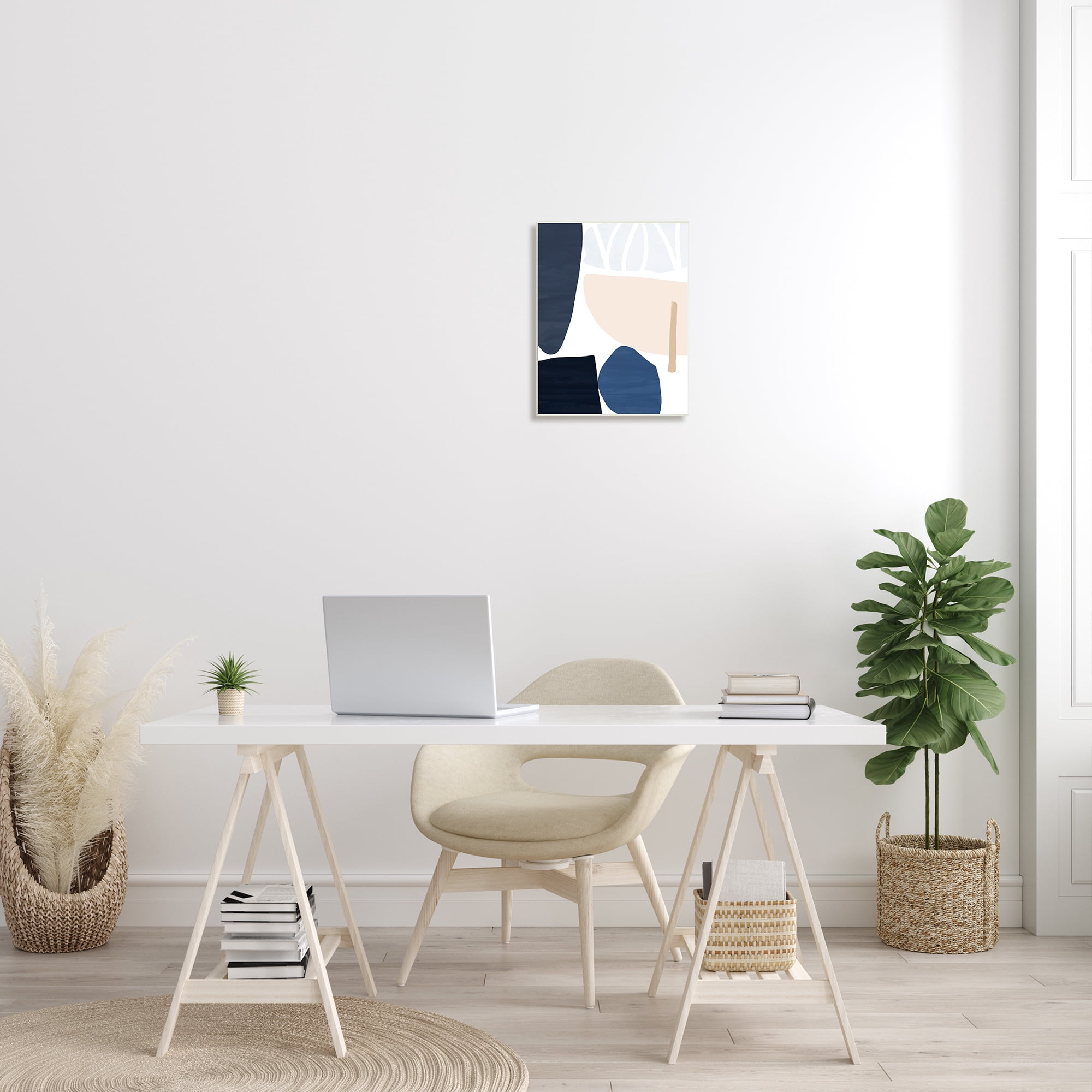Stupell Indtries Abstract Shape Collage Modern Blue Pink Beige ,13 x 19,Design by Victoria Barnes