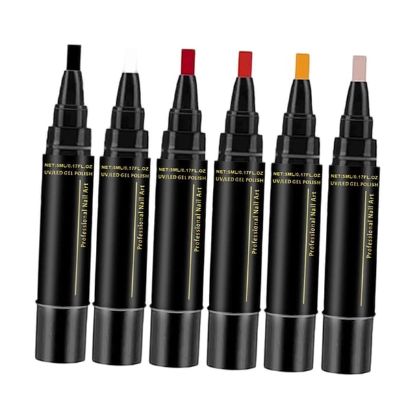 6 piezas de bolígrafos de esmalte de uñas, 6 colores, bolígrafos de arte multicolor para bricolaje, bolígrafo de gel para uñas Estilo C