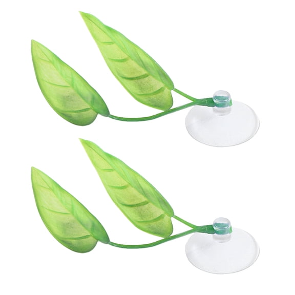 COOPHYA 2PCS Betta Fish Accessories Green Leaf PVC Hideout for Betta Fish Habitat Decoration