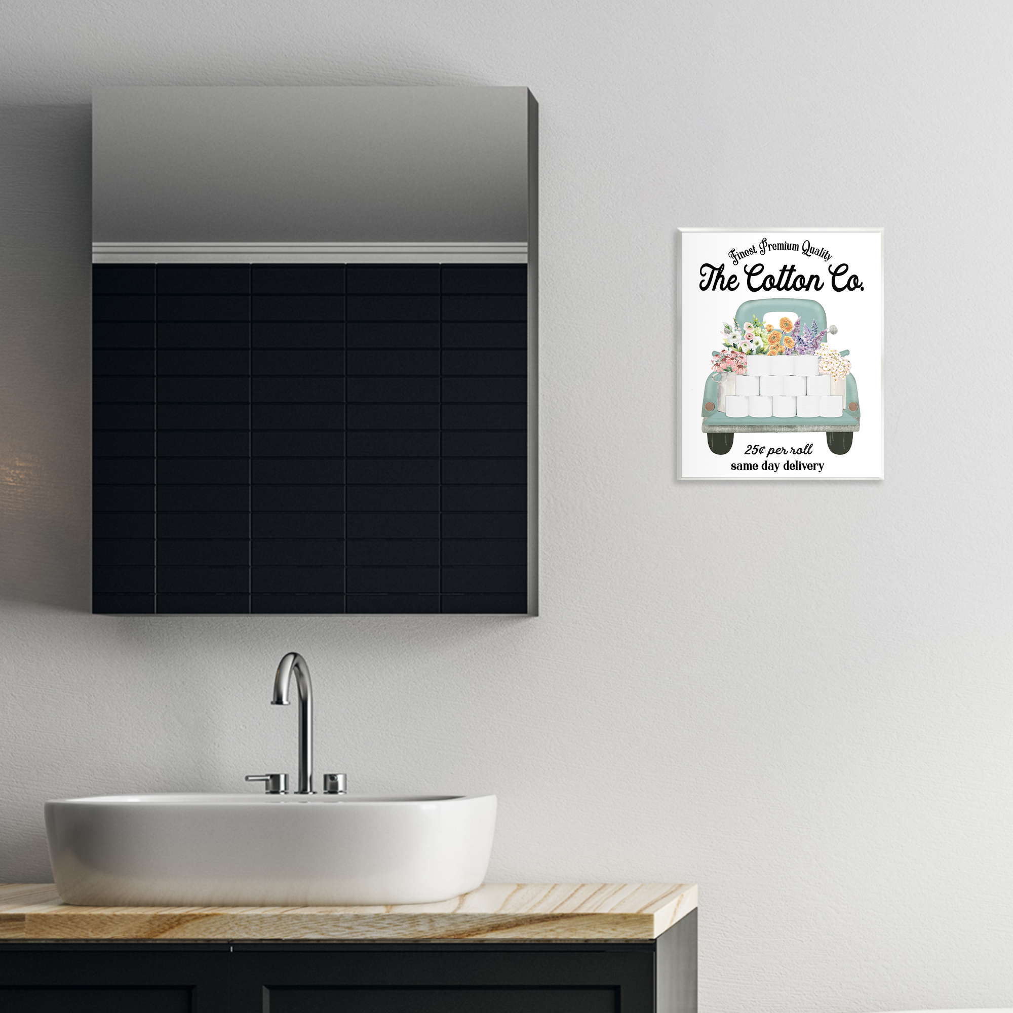 Toilet Paper Delivery Truck Wall Plaque Art, design by Lettered and Lined