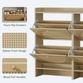 thumbnail image 4 of Holliwill 47" Shoe Storage Cabinet with 4 Flip Drawers, Rattan Narrow Shoes Organizer Cabinet, Modern Free Standing Wood Cabinet for Entryway Hallway, Oak, 4 of 11