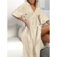 thumbnail image 5 of Women'S V Neck Short Puff Sleeve A Line Midi Dress Color L, 5 of 8