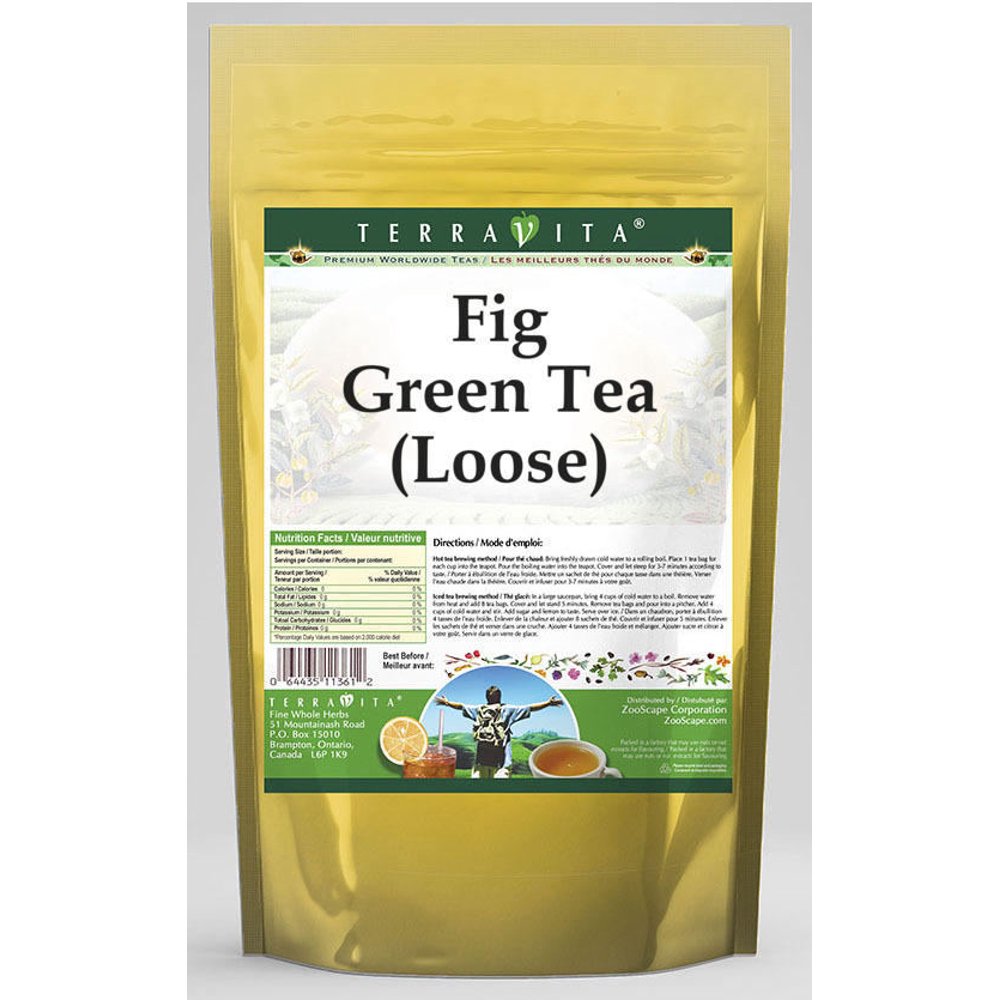 TerraVita Fig Green Tea, (Fig,Loose Leaf Green Tea, 4 oz, 1Pack, Zin