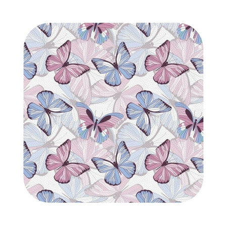 

Matuu Butterflies in Pastel for Cup Coasters Set of 6 Leather Coasters Desk Coasters for Office Measures 4” x 4” Square