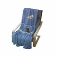 thumbnail image 4 of Seaside Soft Flannel Fleece Blanket, Beach Chairs and Umbrella on a Island in the Middle of Ocean Seascape Picture, Cozy Plush for Indoor and Outdoor Use, 70" x 90", Blue and Beige, by Ambesonne, 4 of 6