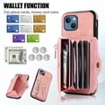 thumbnail image 4 of REQO Phone Case for iPhone 13 Mini Wallet Cover with Tempered Glass Screen Protector and Wrist Crossbody Strap Lanyard Credit Card Holder iPhone13mini i-Phone 13minicase i iPhone13 13mini Rose Gold, 4 of 7