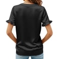thumbnail image 5 of Women's Summer Short Sleeve V Neck Tops Shirts Blouses Crewneck Puff Sleeve Loose Fit Solid Color Soft Breathable Casual Business Work Office Vacation Outfits Fashion Essential Gift for Women, 5 of 8