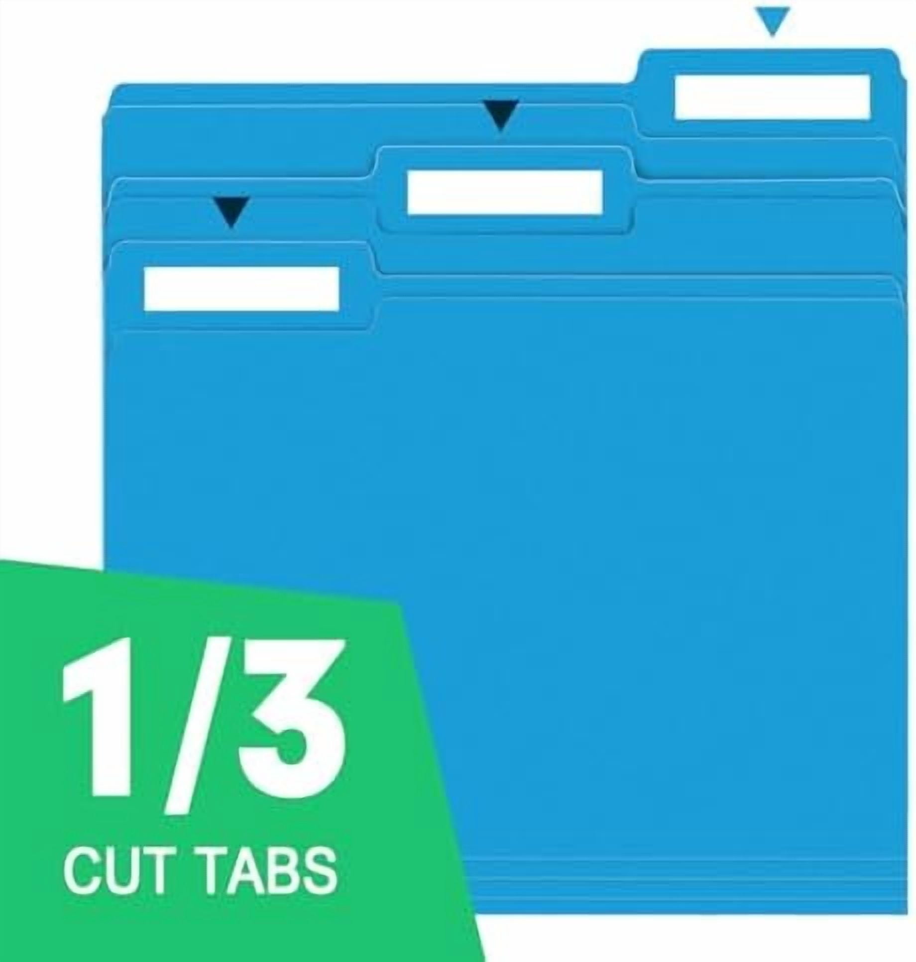 File Folder,  150 Pack 1/3 Cut Tab File Folders Letter Size, Blue, Colored Folders with Tab Great for Organizing and Easy File Storage