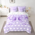 thumbnail image 2 of jejeloiu Kawaii Cartoon Bow 7-Piece Twin Bedding Sets,Cute Heart Print Bedding Comforter Set For Girl Kids Reversible, 2 of 8