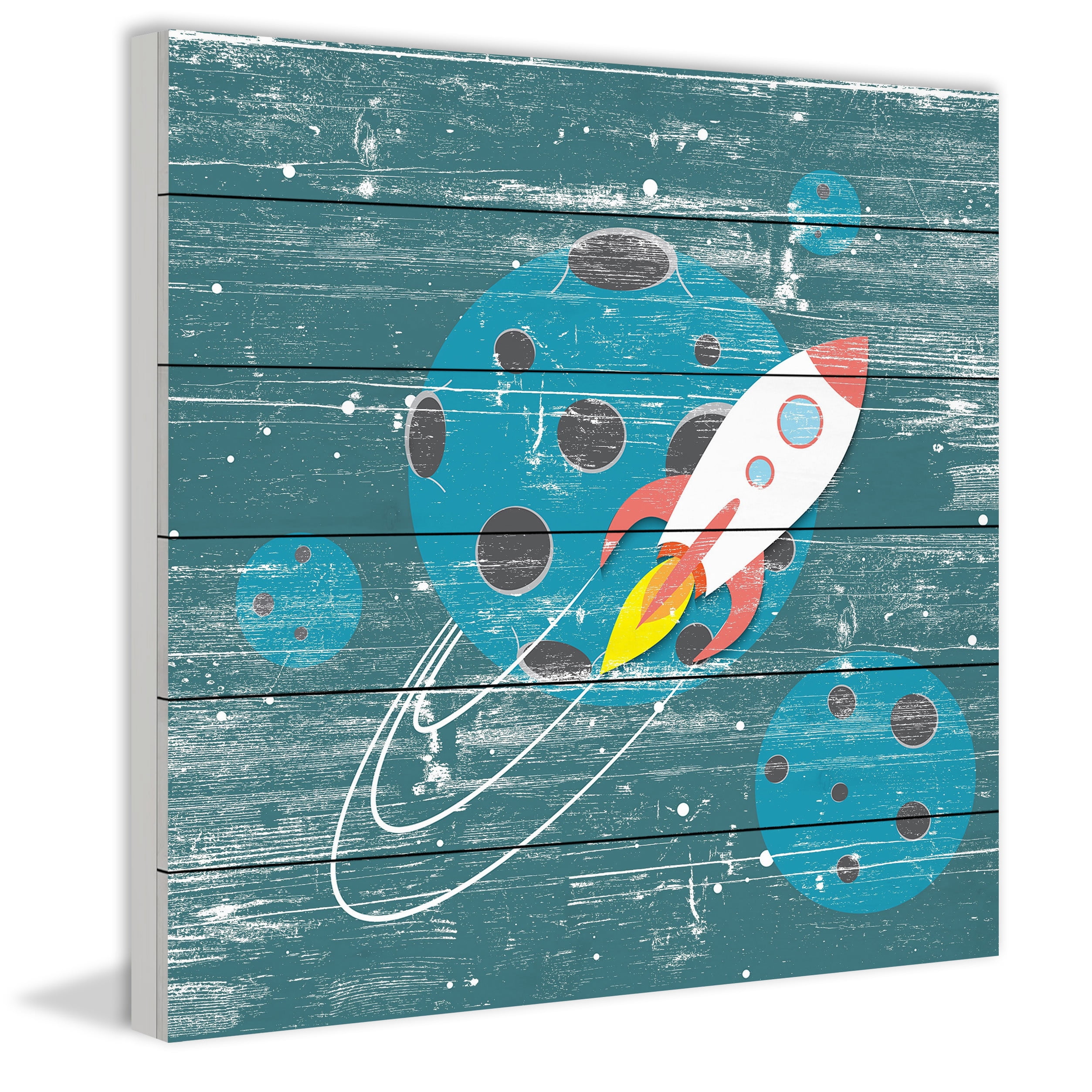 In Orbit Painting Print on White Wood