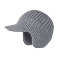 thumbnail image 2 of Men Winter Knitted Hat with Short Brim Thick Windproof Ear Keep Warm Grandpa Beanie Elastic Outdoor Cap Outdoor School Commuting Beanie, 2 of 8
