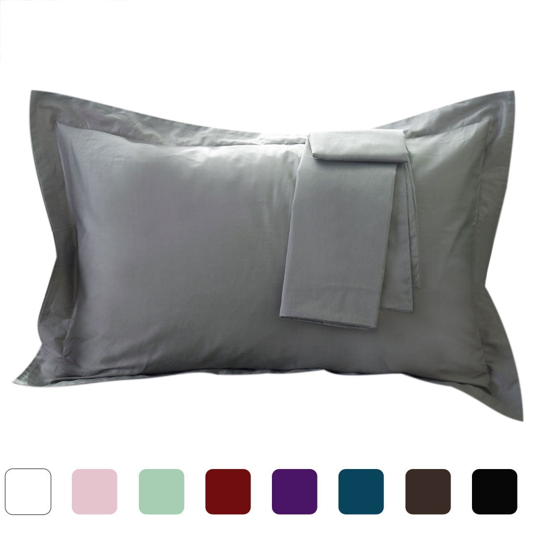 Boudoir Cotton Pillow Shams Oxford Pillowcases Gray 12 x 16 Inch Set of