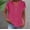 Hot Pink, variant on Fesfesfes Women's Fashion T-shirt Solid Color Textured V-Neck Short Rolled Sleeves Tops Summer Casual Outdoor Button-Front Blouses(Green,M)