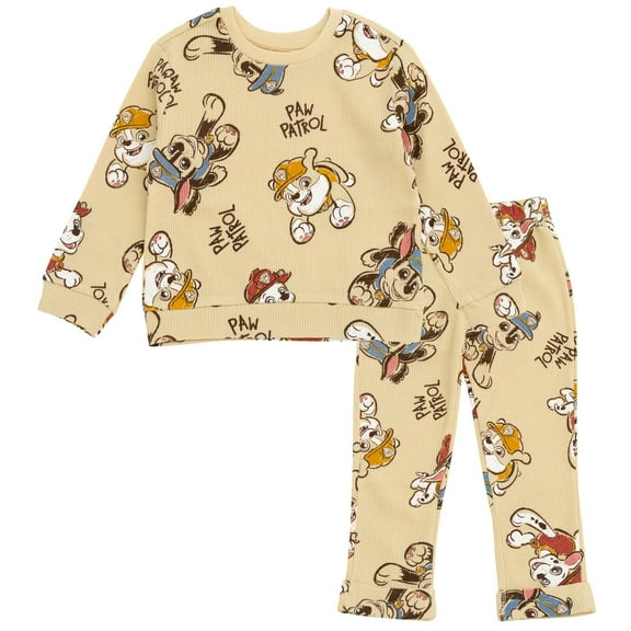 Paw Patrol Chase Marshall Rubble Waffle Knit Pullover Sweatshirt and Jogger Pants Outfit Set Newborn to Little Kid
