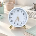 thumbnail image 2 of REGALWOVEN Desk Mechanical Alarm Clock, Minimalist Metal Frame, with Bracket, Non-Tick, Perfect for Study/Office White 4.3"L x 2.2"W x 4.5"H, 2 of 5