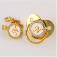 thumbnail image 3 of Baby Gold Liquid Silicone Chupete Letra A Chupete Chupete con clip de cadena, Newborn Essentials, 3 of 5