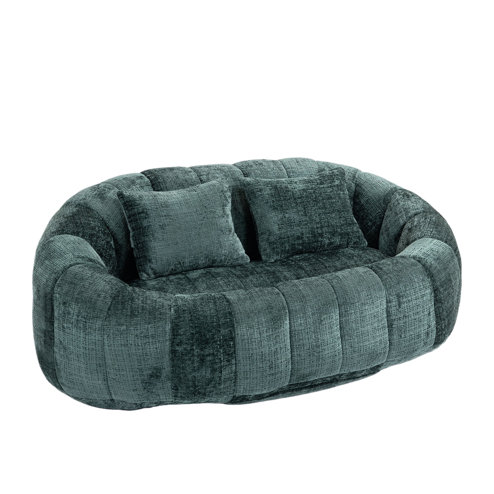 MOONMISS Chenille Durable Comfort Lounger High Back Bean Bag loveseat Lazy Sofa-Emerald