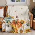 thumbnail image 4 of Farmhouse Fall Thanksgiving Throw Blankets, Orange White Blue Pumpkins Sunflower Soft Fleece Blanket Decorative for Home Sofa Couch Chair Living Bedroom, 50x60 inches,, 4 of 8
