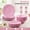 Pink-18Piece, variant on 12-Piece White Beaded Melamine Dinnerware Set – Chip-Resistant Plates & Bowls, Includes 4 Dinner Plates, 4 Salad Plates & 4 Bowls – Durable Farmhouse Tableware for RV, Cabin, Outdoor & Everyday Use