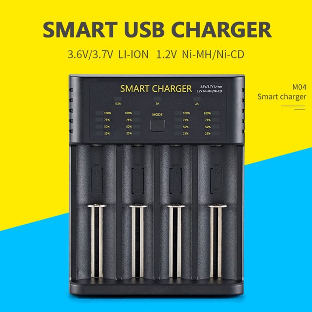 Cargador inteligente de batería USB con 2 17 ranuras para batería de Likrtyny litio de 36 V37 V 12 V batería recargable NiMHnicd corriente de carga ajustable