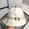 thumbnail image 3 of CoCopeaunts Leather Bucket Hat for Women Autumn Winter Outdoor Lady Girl Fashion Fisherman Hat with Buckle Belt Bowler Cap, 3 of 8