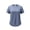 Blue, variant on Women's Fine Stripe Short Sleeve Shirt, Back Split Keyhole Single Pearl Button Relaxed Fit Casual Tee, S-2XL, Green
