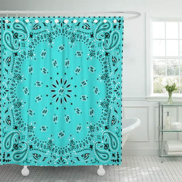 Atabie Paisley Tan W Turquoise Western, Scarf Shower Curtain