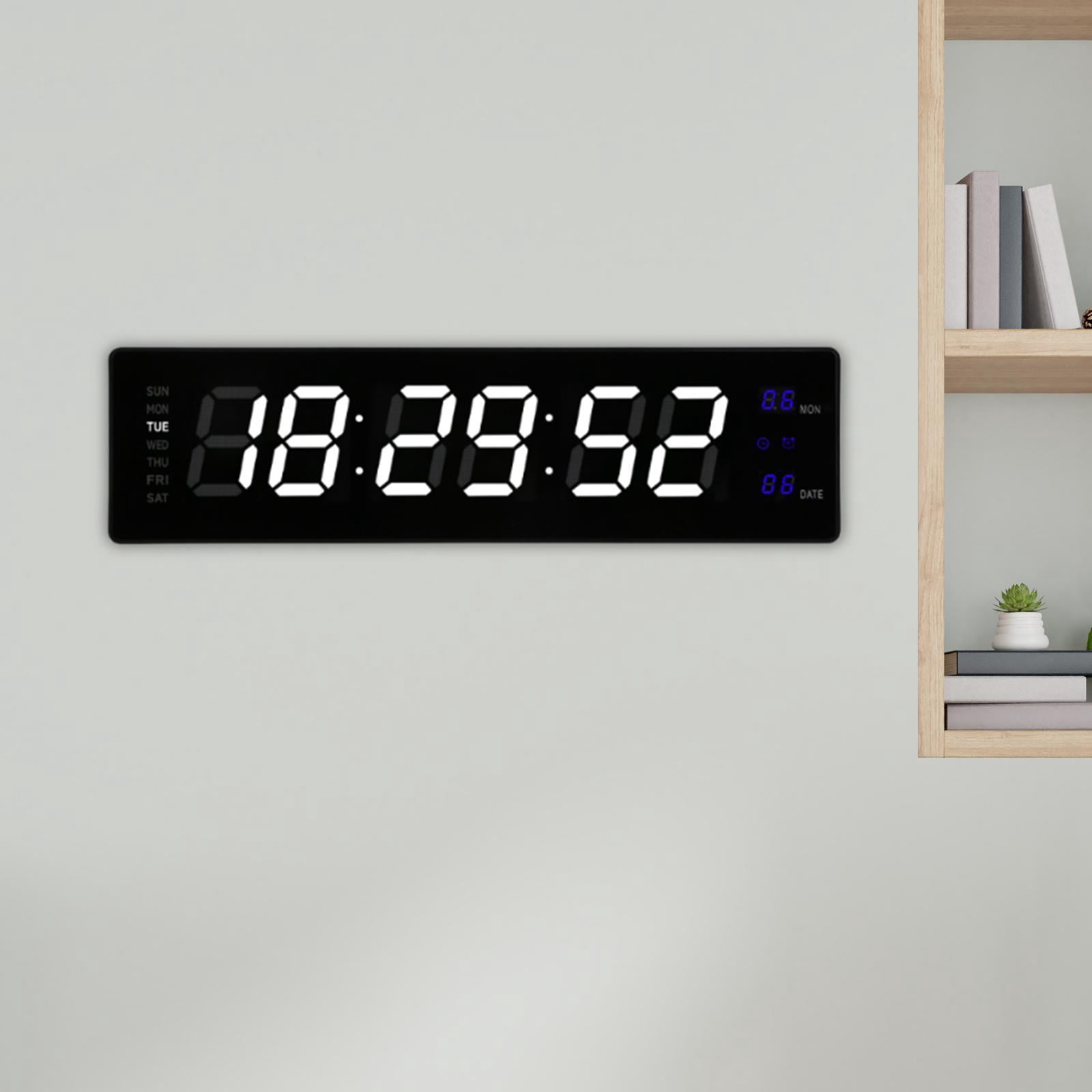 Baoblaze LED Digital Clock Bedroom Display Date Calendar Bar Wall Hanging Alarm Clock White Blue