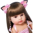 thumbnail image 3 of Muñeca Reborn de 22 Pulgadas, Cuerpo de Silicona FL, muñecas de baño Bonitas realistas, muñeca de Regalo para bebé con Diadema de Orejas de Gato y Vestido Rosa, 3 of 3