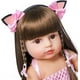 thumbnail image 3 of Muñeca Reborn de 22 Pulgadas, Cuerpo de Silicona FL, muñecas de baño Bonitas realistas, muñeca de Regalo para bebé con Diadema de Orejas de Gato y Vestido Rosa, 3 of 3