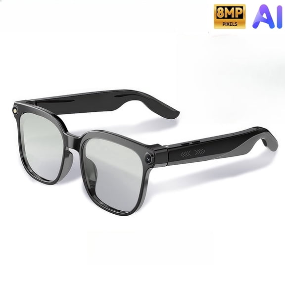 VTIN Bluetooth 5.3 AI Smart Sunglasses with Camera, Hands-Free Call & Music, AI Voice Assistant, Object Recognition, 290mAh Long Battery TR90 Frame Smart Glasses for Driving Commuting Daily Use