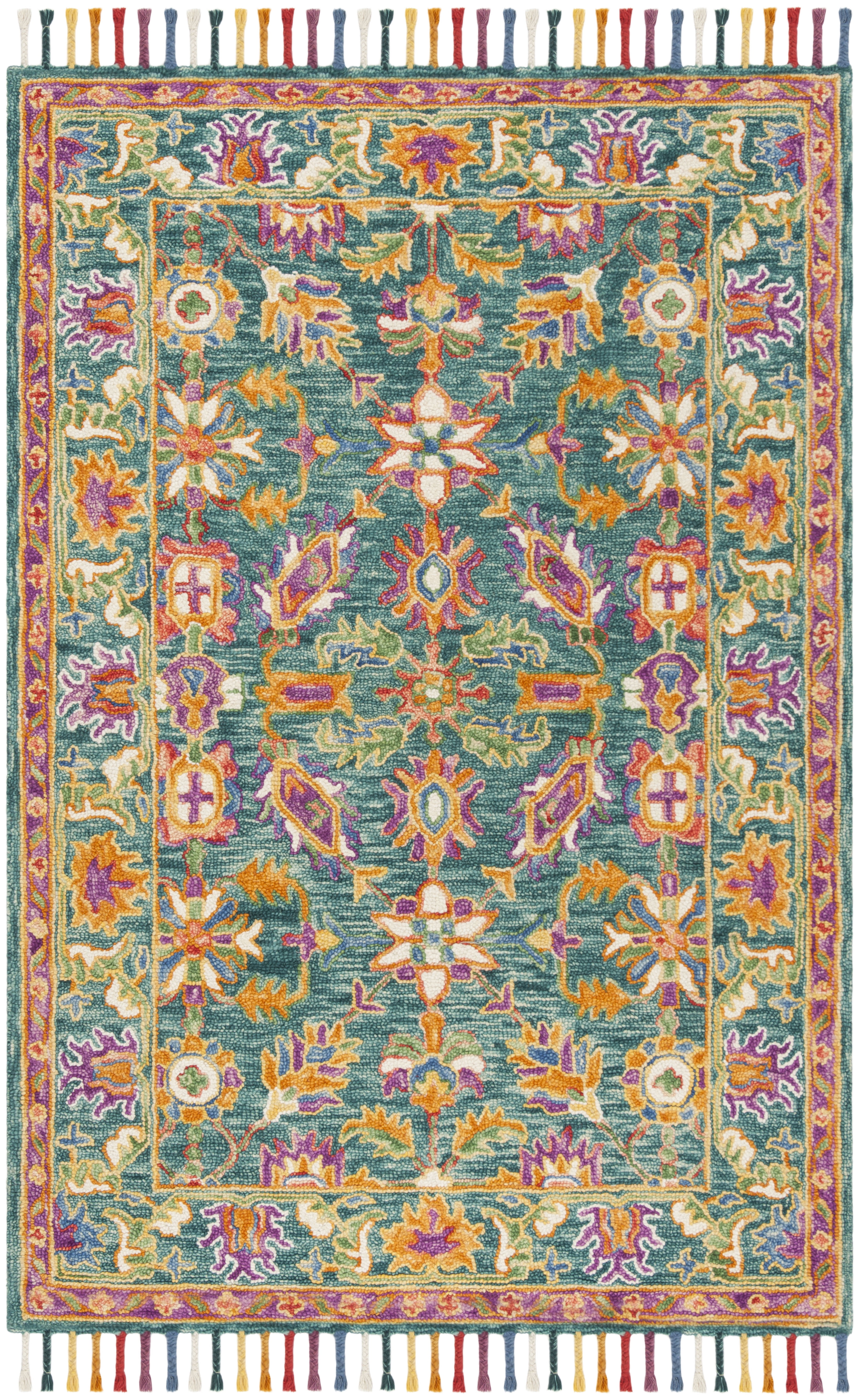 Safavieh Aspen Mario Floral Wool Area Rug, Turquoise/Purple, 6' x 8'